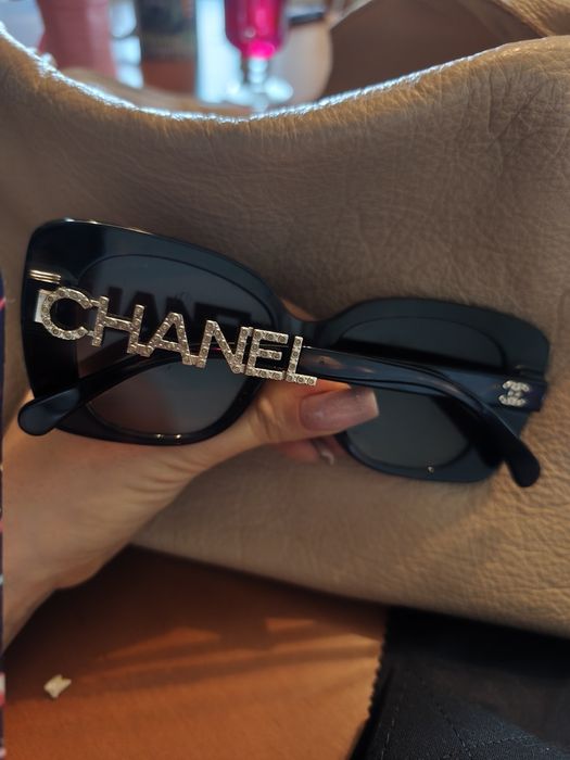 Okulary przeciwsłoneczne Chanel cyrkonie koty