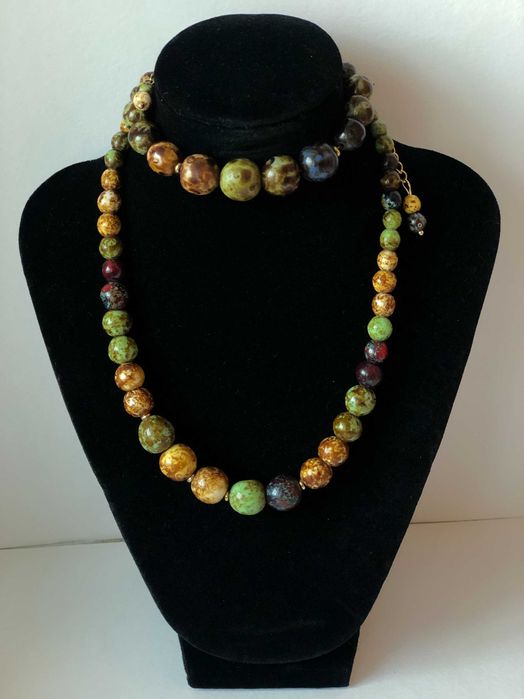 Авторський сет "Скарби Землі": намисто та браслет з натуральної яшми