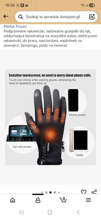 Rękawiczki podgrzewane zimowe rowerowe