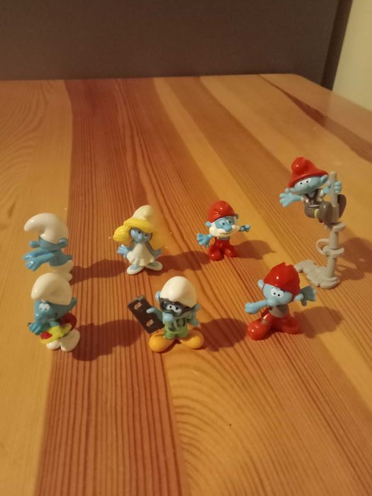Smerfy, kinder niespodzianka, figurki, zestaw 7 sztuk