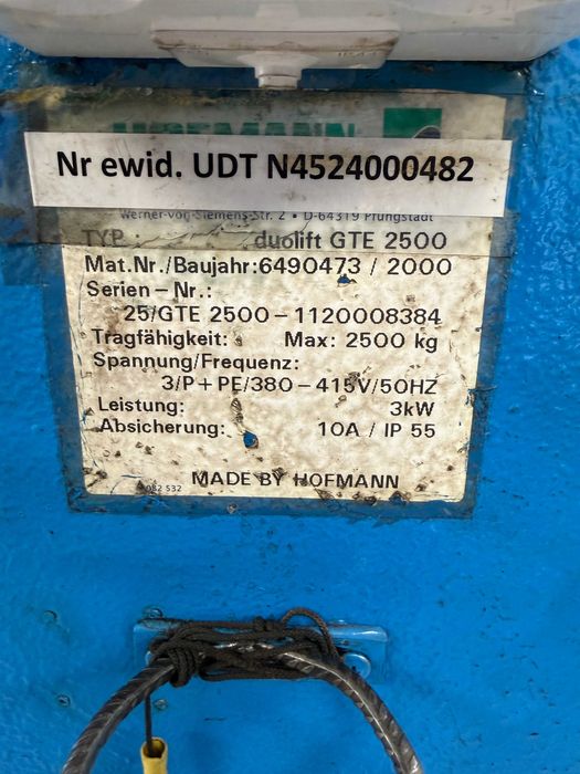 Podnośnik dwukolumnowy Hofmann GTE 2500