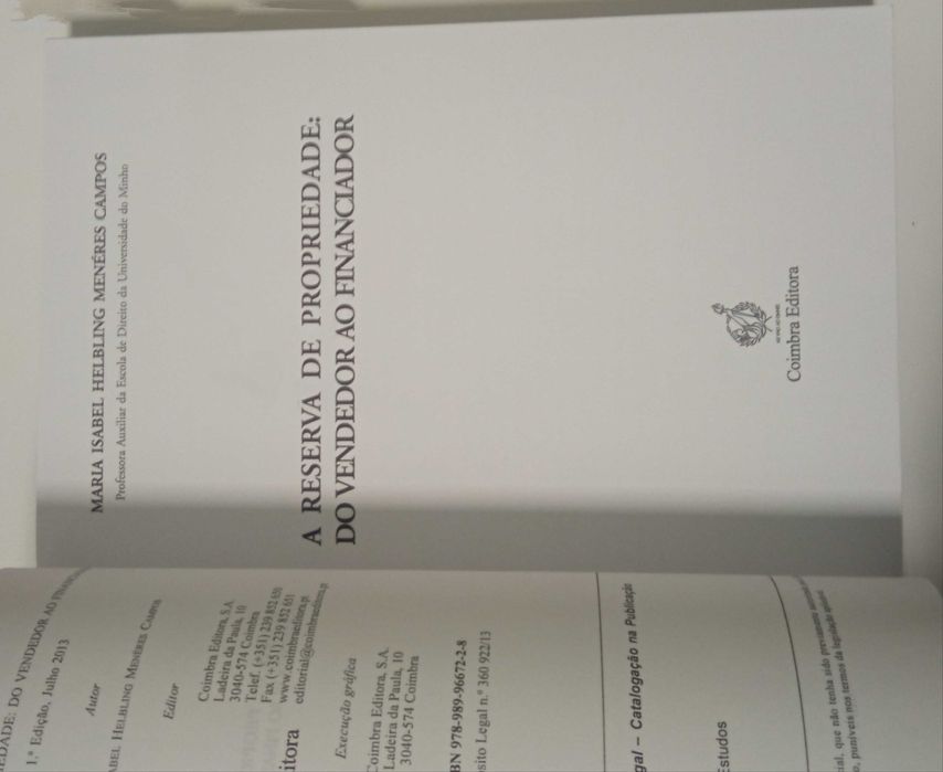 A reserva de propriedade, de Maria Isabel Menéres Campos