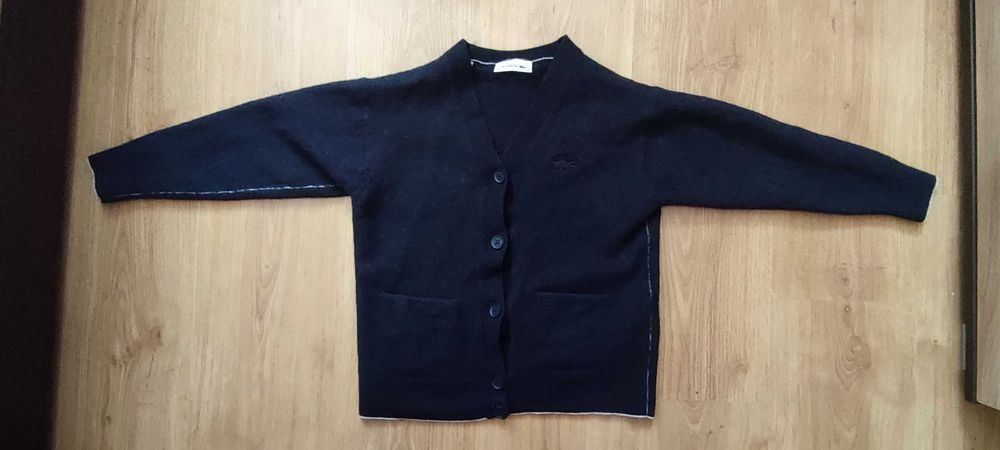 Oryginalny Granatowy Rozpinany Sweterek  LACOSTE Kardigan Rozmiar 38 110 Wełna 100% Polecam