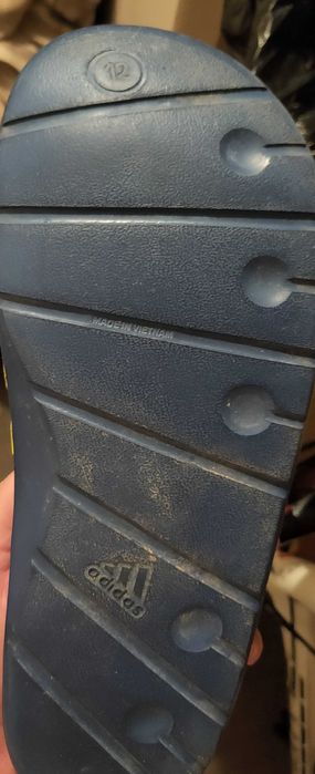 Klapki Adidas Duramo 47 12 żółte granat plażowe męskie basenowe