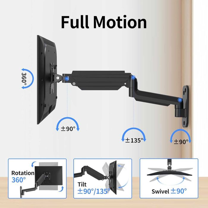 Uchwyt ścienny do monitora gazowy 13-32'' max 9 kg