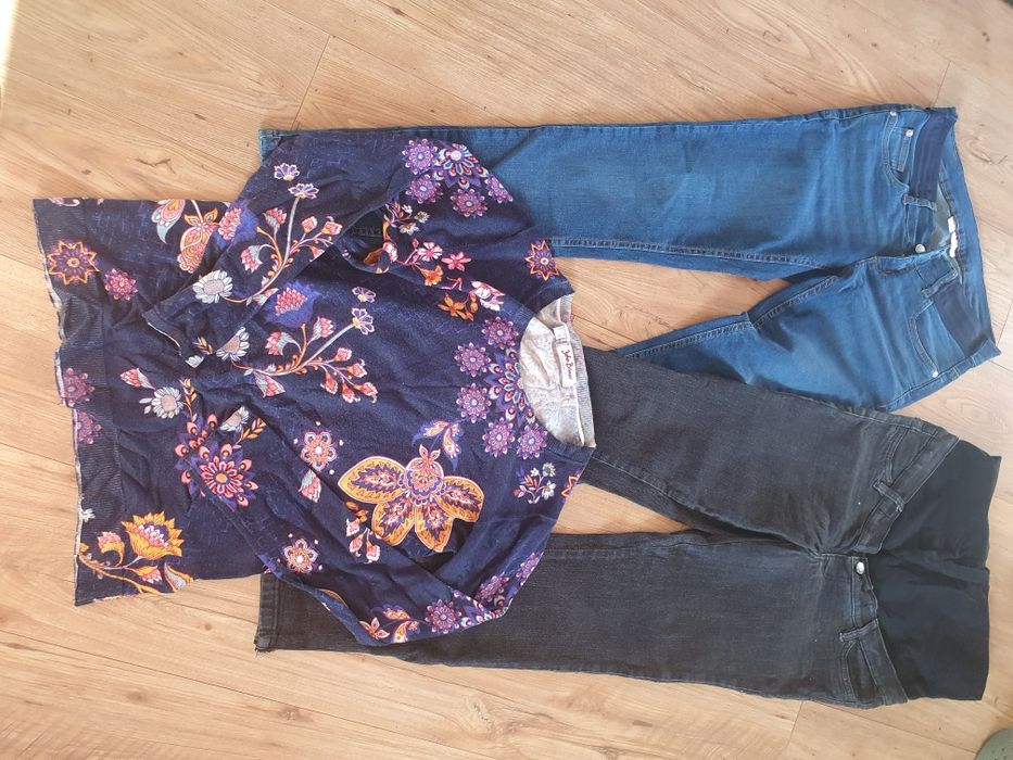 Zestaw jeansy ciążowe rozmiar 38 plus swetr