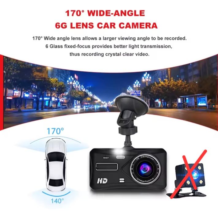 Kamera samochodowa wideorejestrator dotykowy ekran, 32 GB karta