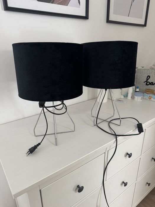 Lampki nocne 2 szt. czarno-srebrne