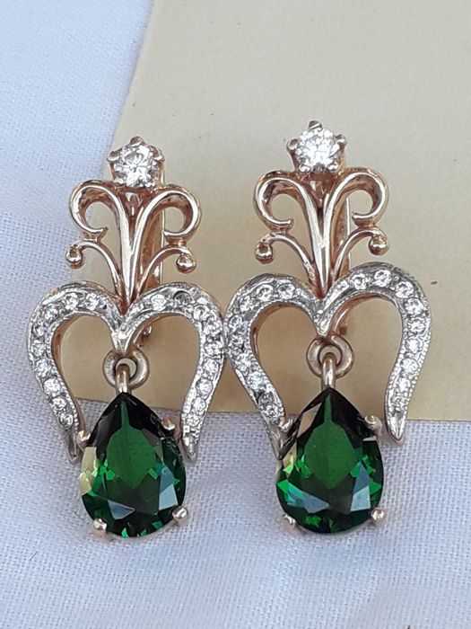 Сережкі золоті з фіанітом проба 585