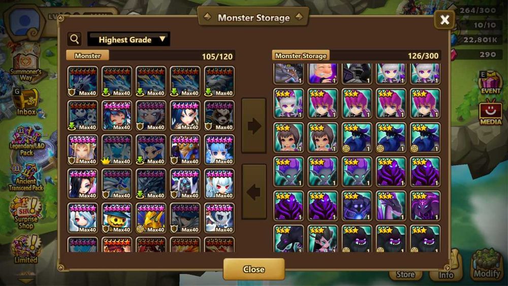 Акаунт Summoners War. 9 років Акаунту, 120шт 40лвл персонажів.