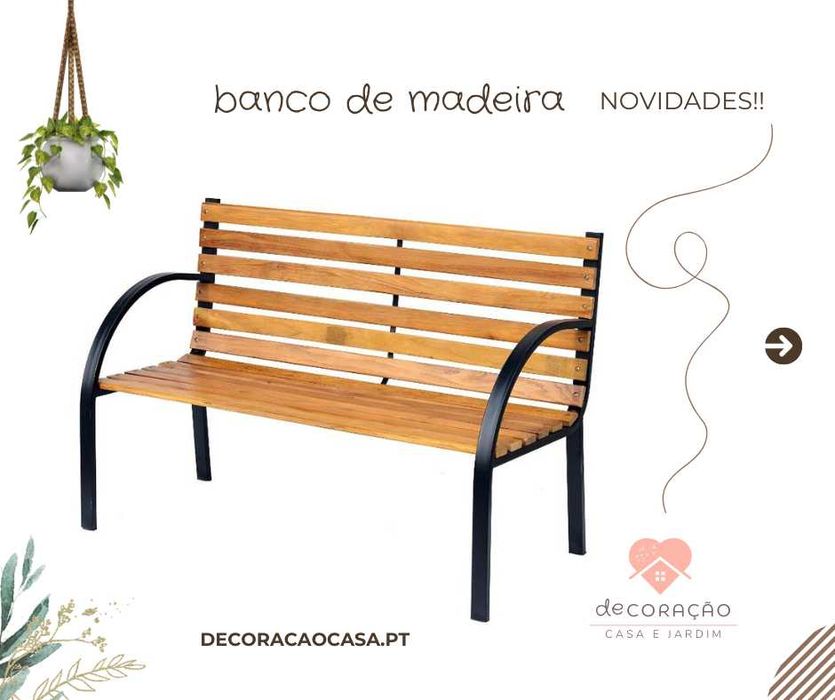 Banco de Jardim com ripado de madeira