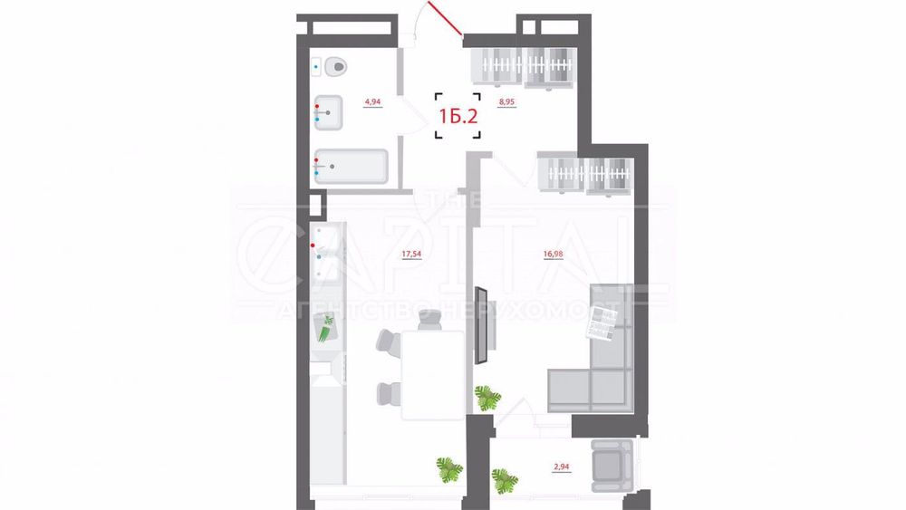 ЖК Сity Hub 51 м2,  1к квартира,Перепоступка) Солом'янський район