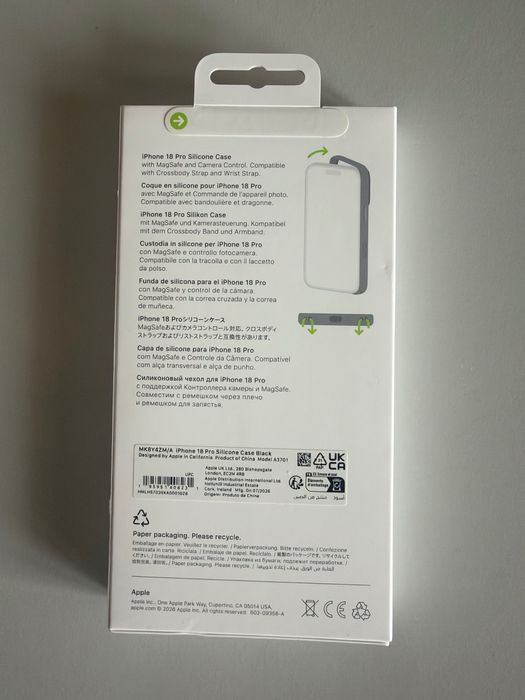 Apple Silicone Case Preta para iPhone 18 PRO (nova caixa selada)