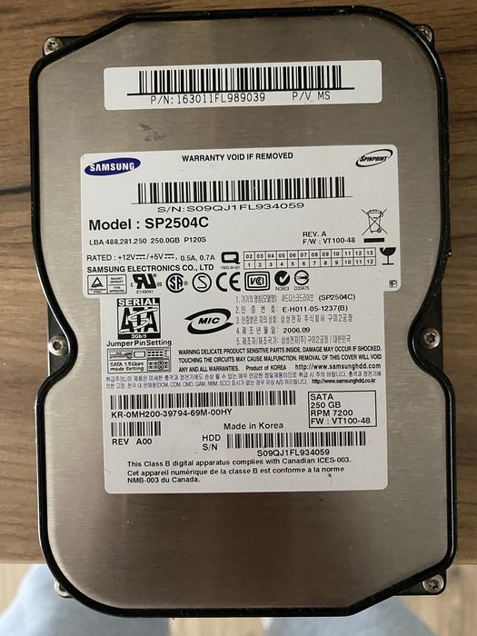 Dysk SAMSUNG 250GB hdd