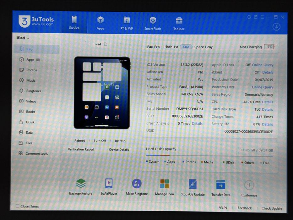 iPad Pro 11 1. gen. (A1980) 64GB - wada - faktura VAT 23%