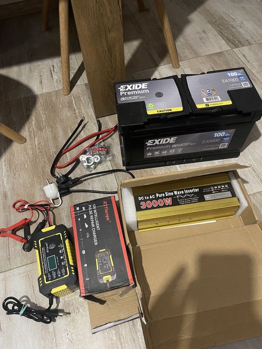 Комплект живлення: інвертор 3000W + акумулятор Exide 100Ah + зарядка