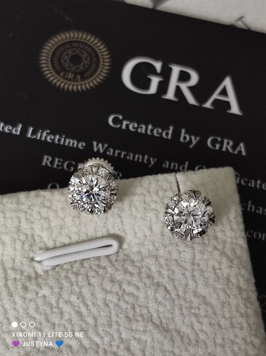 Nowe kolczyki z moissanitem 0.5ct z certyfikatem GRA - srebro 925