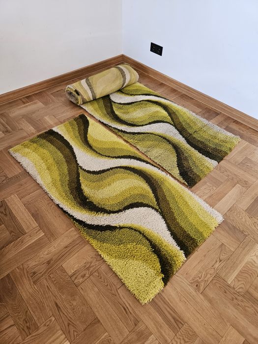 Zestaw dywan desso chodnik włochacz shaggy retro vintage space age