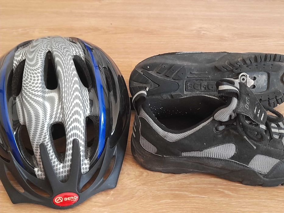 Conjunto semi novo: Capacete + Calçado ciclismo (btt).  Marca Berg