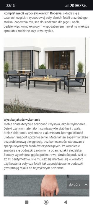 Komplet mebli wypoczynkowych ROBERVAL antracyt 4-częściowy
