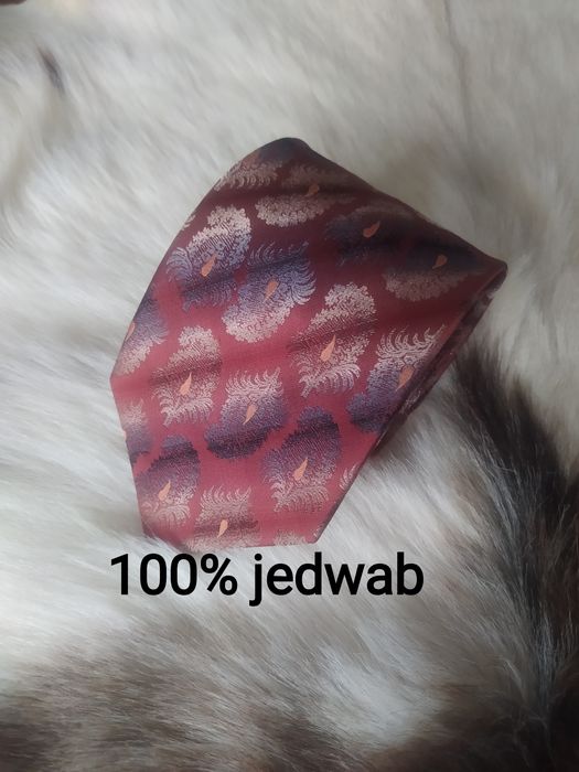 Krawat jedwabny brązowy wzorzysty