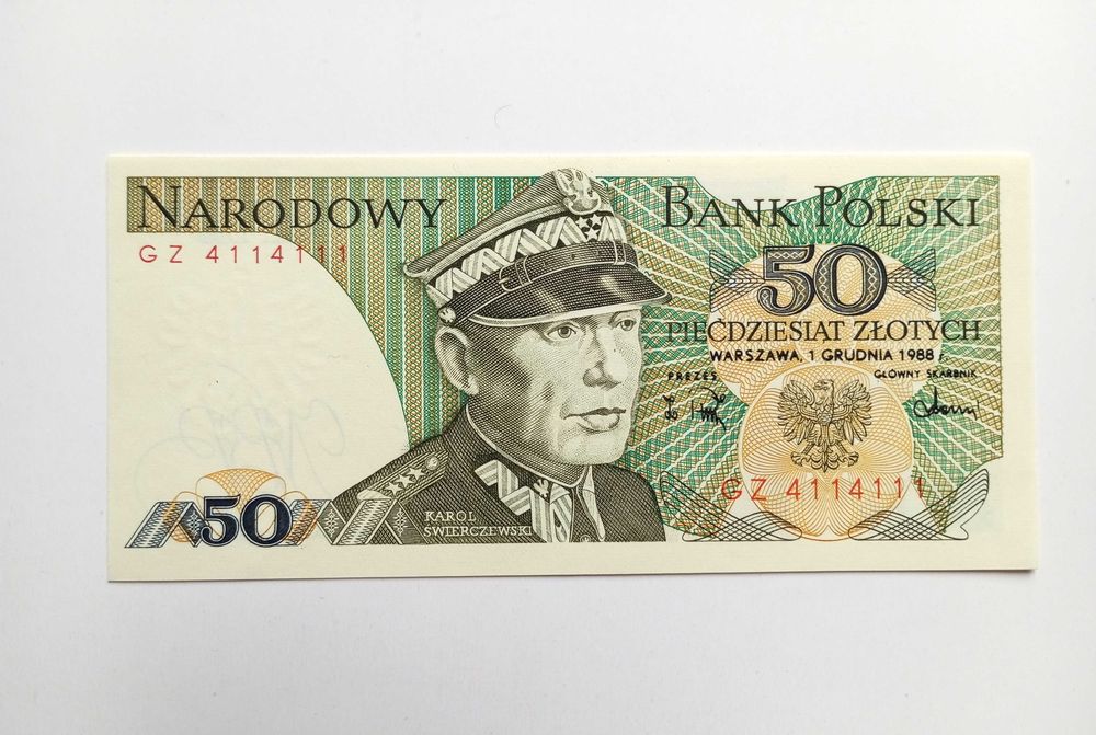 50 zł 1988   - GZ -  Ciekawy Numer   st. 1 UNC
