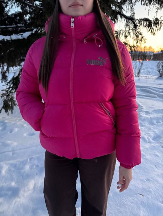 Пуховик Укорочений Пума. Малиновый Puma Женский Деми, Зима XS-XXL