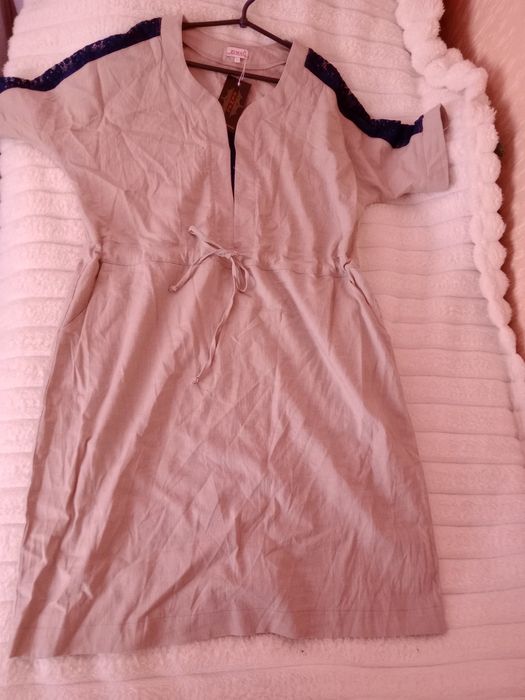 Сукня льон з гіпюровими вставками 60 розмір