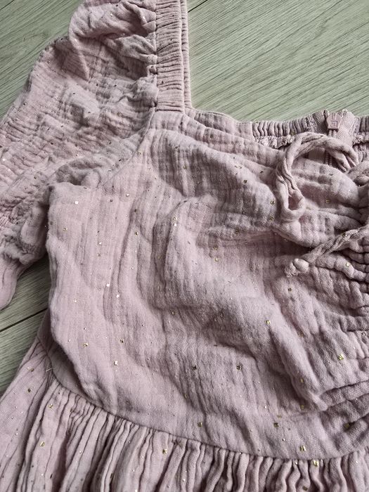 Lou M / L (40) sukienka różowa złota bawełna