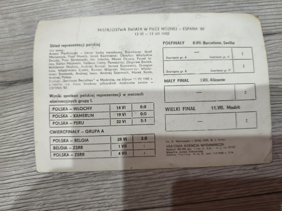 Zdjęcie . Mistrzostwa świata w piłce nożnej Espana 82