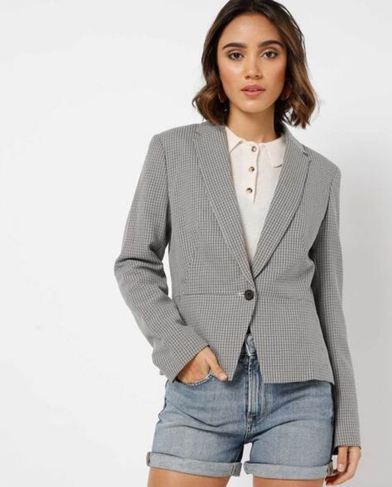 Приталений піджак в клітинку M&S, розмір Xs-S