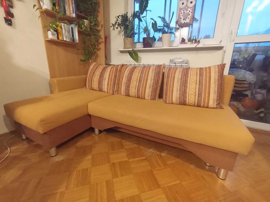 kanapa sofa narożnik rozkładany z funkcją spania 130 x 210 cm