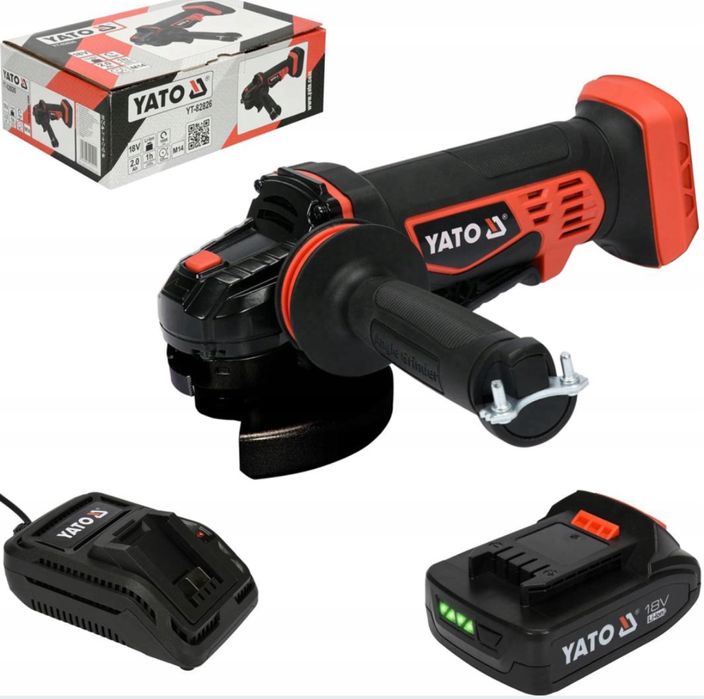 YATO Szlifierka Kątowa Zestaw Akumulator Ładowarka
