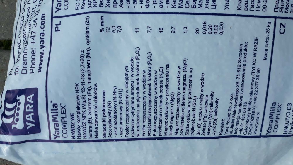 Nawóz Yara Mila complex 25kg