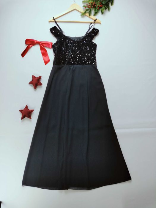 Nowa czarna długa sukienka w rozmiarze M 38