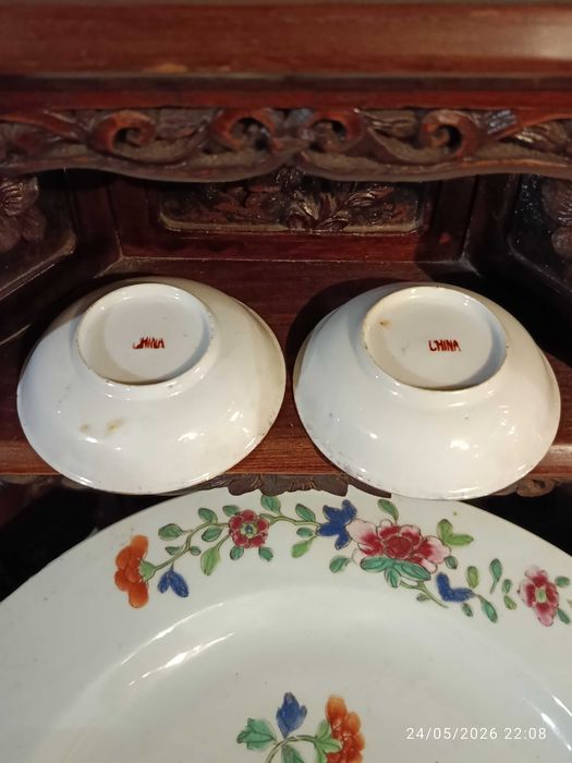 Dois Covilhetes Porcelana Chinesa Mandarim República 10 cm