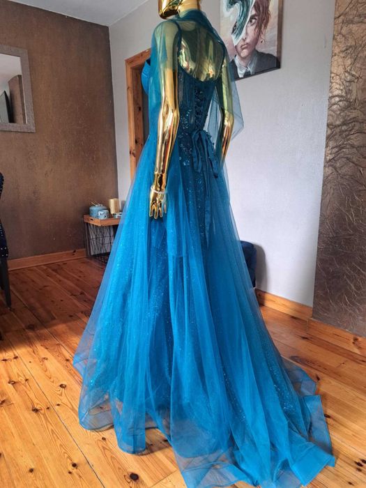 Zjawiskowa suknia na studniówkę Paradis Glamour Blue Emerald R40. Pols