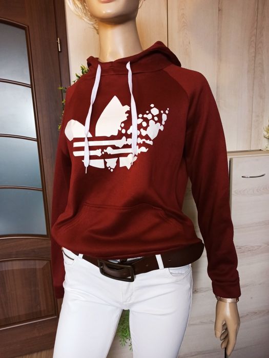 Sg Bordowa bluza z kapturem 36 , S bluza damska 36 , S