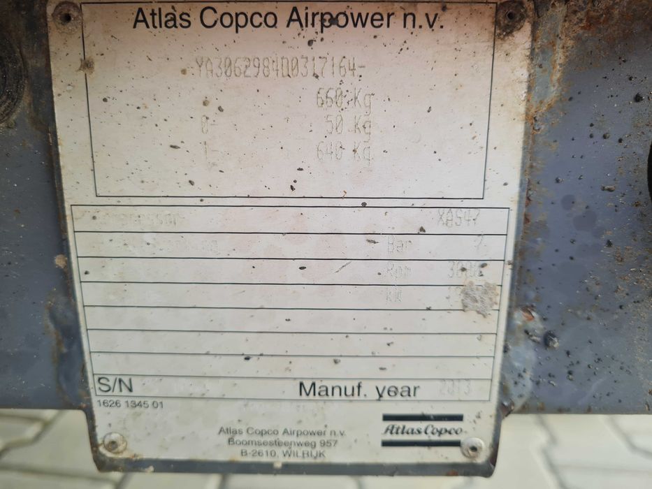 Sprężarka Atlas Copco XAS 47 + młoty pneumatyczne + wąż rok 2013