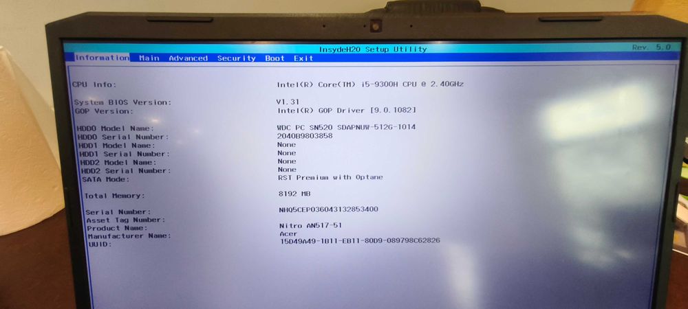 Laptop Acer nitro 5 AN517-51