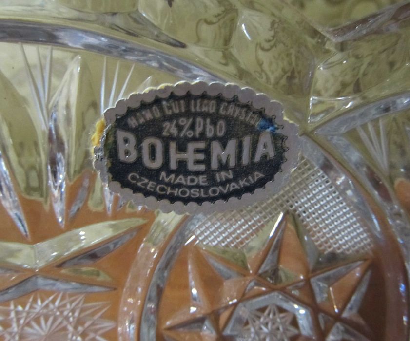 BOHEMIA Винтажная хрустальная ваза «Салатник-ладья» Чехословакия