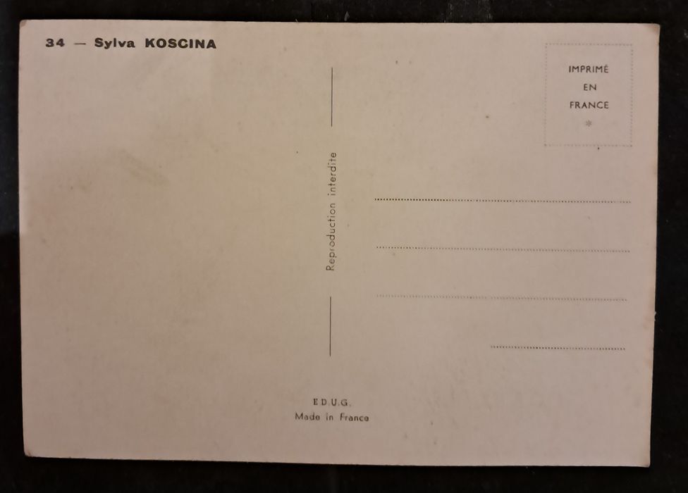 Postal com a actriz Italiana Sylva Koscina