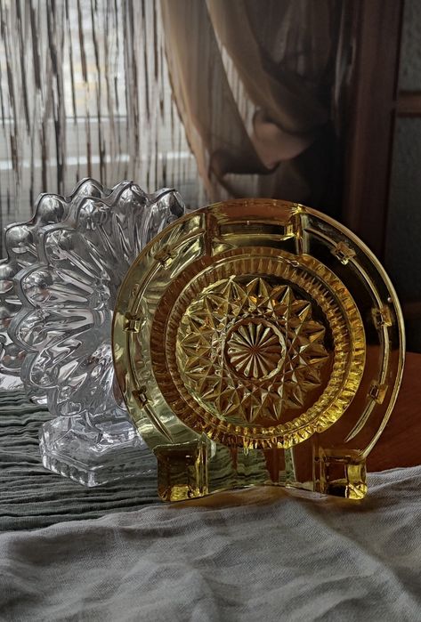 Пепельница попільничка хрусталь цветное стариное стекло подарок винтаж