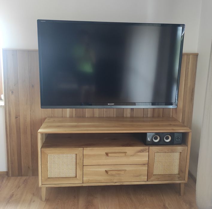 Komoda lita dębowa z ratanem