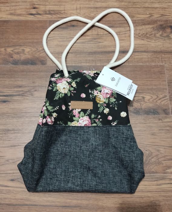Nowa z metką! Śliczna torebka, worek, kwiaty, kwiatki