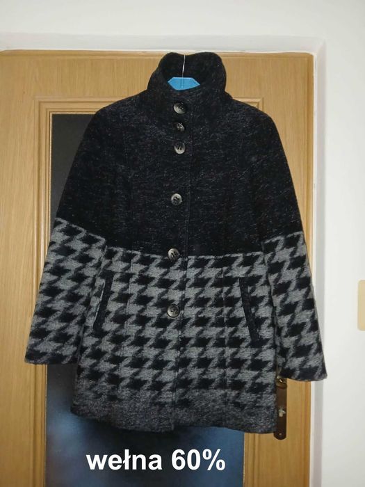 krótki płaszcz 60% wełny Mode Express No1 wełniana kurtka rozm. 44
