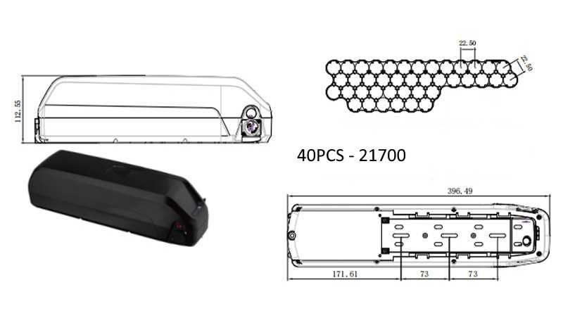 Бокс АКБ акумулятора електровелосипеда 21700 40шт місце під контролер