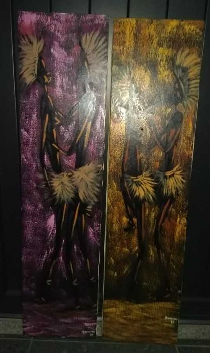 Quadros - Par de Telas Africanas – 0,23 x 0,95 m