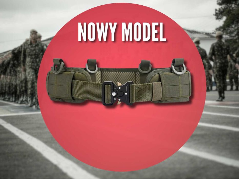 MOCNY Pas Taktyczny Bojowy 2w1 MOLLE Klamra Metalowa | ASG 125 cm NOWY MODEL oliwkowy