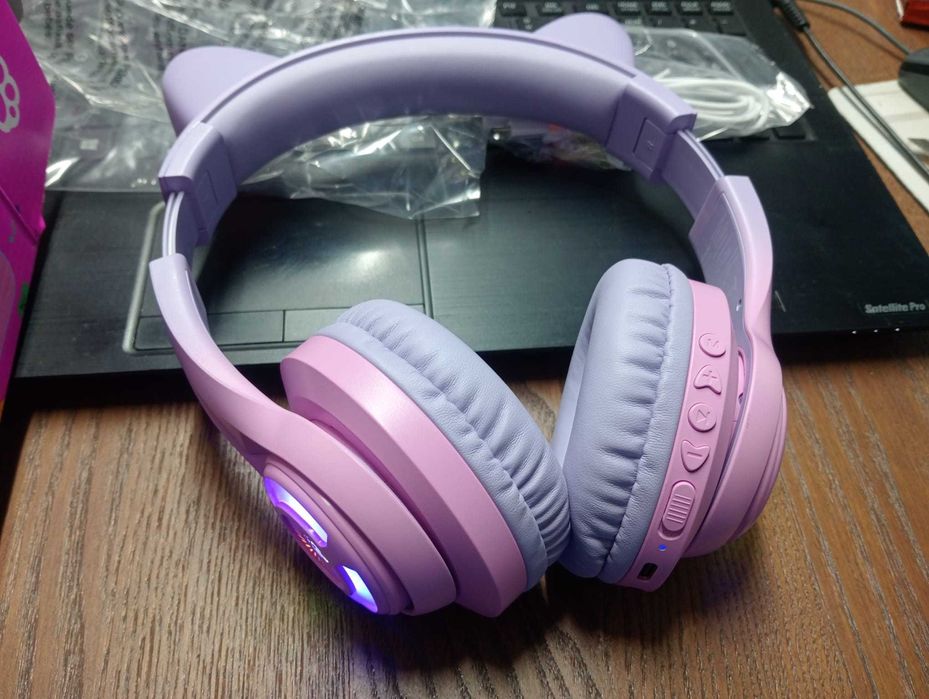 iClever Meow Macaron - Auscultadores Infantis Bluetooth 5.2 (Novos)